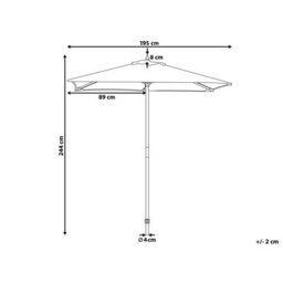 Beliani Garden Parasol 244Cm Rectangular Grey Canopy Birch Wood Pole - Weather Resistant - thumbnail 4