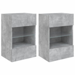 Berkfield Tv Wall Cabinets With Led Lights 2 Pcs Concrete Grey 40X30X60.5 Cm - thumbnail 2