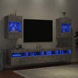 Berkfield Tv Wall Cabinets With Led Lights 2 Pcs Concrete Grey 40X30X60.5 Cm - thumbnail 3
