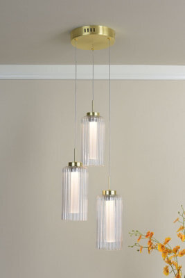 Pagazzi Lighting Vida 3-Light Satin Brass And Glass Cluster Pendant - image 1