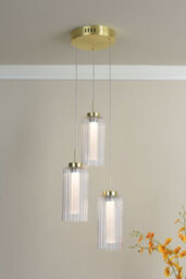 Pagazzi Lighting Vida 3-Light Satin Brass And Glass Cluster Pendant - thumbnail 1