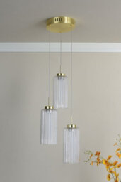 Pagazzi Lighting Vida 3-Light Satin Brass And Glass Cluster Pendant - thumbnail 2