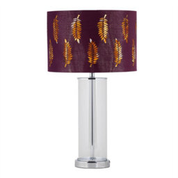 First Choice Lighting Aura - Chrome Table Lamp With Burgundy Fern Cut Out Shade