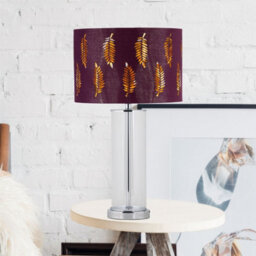 First Choice Lighting Aura - Chrome Table Lamp With Burgundy Fern Cut Out Shade - thumbnail 2