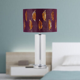 First Choice Lighting Aura - Chrome Table Lamp With Burgundy Fern Cut Out Shade - thumbnail 3