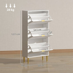 White-3 Drawers Narrow Shoe Cabinet With Drawers And Adjustable Shelves - thumbnail 2