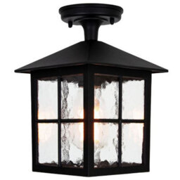 Happy Homewares Matt Black Die-Cast Aluminium Traditional Lantern Porch Ceiling Light Fitting - thumbnail 1