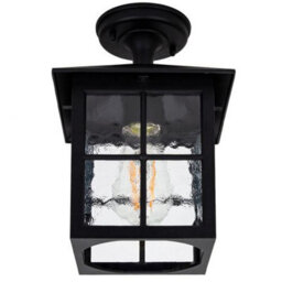 Happy Homewares Matt Black Die-Cast Aluminium Traditional Lantern Porch Ceiling Light Fitting - thumbnail 2