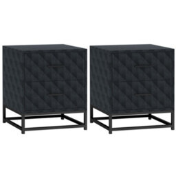 Wyld Haus Roel Set Of 2 Black Retro Bedside Tables With 2 Drawers And Steel Legs - thumbnail 2