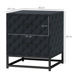 Wyld Haus Roel Set Of 2 Black Retro Bedside Tables With 2 Drawers And Steel Legs - thumbnail 3