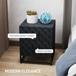 Wyld Haus Roel Set Of 2 Black Retro Bedside Tables With 2 Drawers And Steel Legs - thumbnail 4