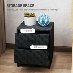 Wyld Haus Roel Set Of 2 Black Retro Bedside Tables With 2 Drawers And Steel Legs - thumbnail 5