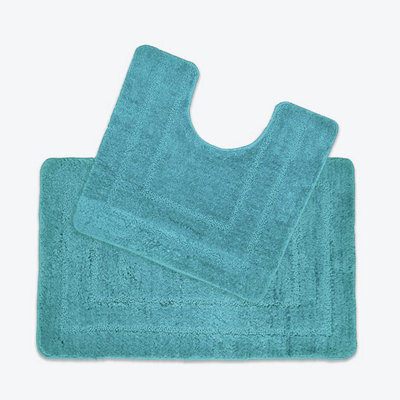 Allure Bath Fashions Two Piece Non-Slip Bath Mat And Pedestal Mat Set - Duckegg - image 1