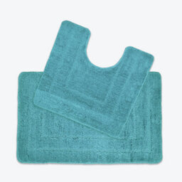 Allure Bath Fashions Two Piece Non-Slip Bath Mat And Pedestal Mat Set - Duckegg - thumbnail 1