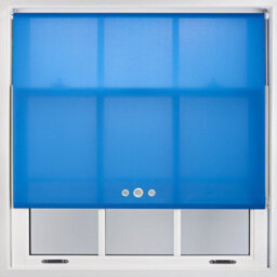 Furnished Roller Blind With Triple Chrome Round Eyelet And Metal Fittings - Blue Daylight Shade (W)210Cm X (L)165Cm