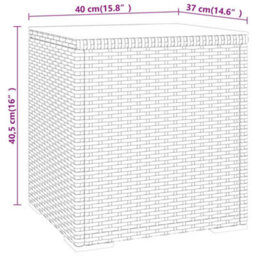 Vidaxl Side Table Grey 40X37X40.5 Cm Poly Rattan And Tempered Glass Side Tables - thumbnail 5