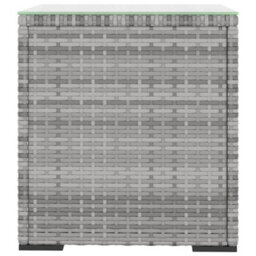 Vidaxl Side Table Grey 40X37X40.5 Cm Poly Rattan And Tempered Glass Side Tables - thumbnail 3