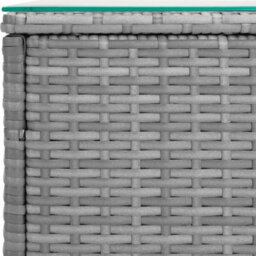 Vidaxl Side Table Grey 40X37X40.5 Cm Poly Rattan And Tempered Glass Side Tables - thumbnail 4