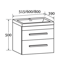 Plum&clay Novela Light Wood Wall Hung Vanity Unit With Ceramic Basin (W)515mm - thumbnail 4