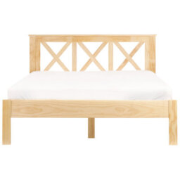 Beliani Bed Pine Wood Tannay 140 X 200 Cm (Eu Double) Light Brown - thumbnail 4