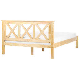 Beliani Bed Pine Wood Tannay 140 X 200 Cm (Eu Double) Light Brown - thumbnail 5