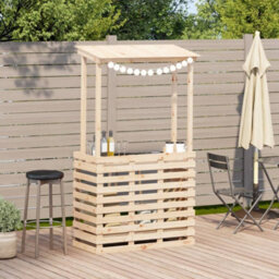 Walplus Outdoor Bar Table With Roof 112.5X57X195.5 Cm Solid Wood - thumbnail 3
