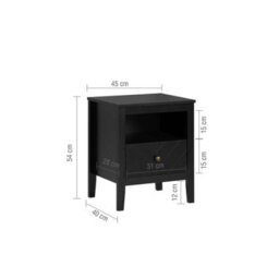 Birlea Emerson 1 Drawer Bedside Cabinet Chest Table Black - thumbnail 4