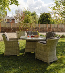 Statement Furniture Swinley 4 Seater Rattan Round Garden Dining Table & Chairs Set - thumbnail 3