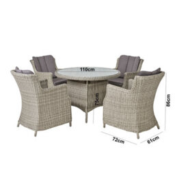 Statement Furniture Swinley 4 Seater Rattan Round Garden Dining Table & Chairs Set - thumbnail 6