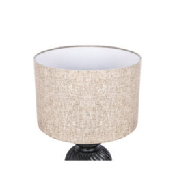 Solid Wood Table Lamp With Fabric Shade Black Finish Carved Spiral Base For Living Room Or Bedroom - thumbnail 3