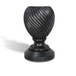 Solid Wood Table Lamp With Fabric Shade Black Finish Carved Spiral Base For Living Room Or Bedroom - thumbnail 4