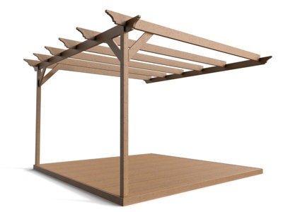 Arbor Garden Solutions Wall Mounted Pergola And Decking Complete Diy Kit, Orchid Design (4.8M X 4.8M, Rustic Brown Finish) - image 1