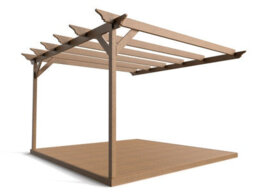 Arbor Garden Solutions Wall Mounted Pergola And Decking Complete Diy Kit, Orchid Design (4.8M X 4.8M, Rustic Brown Finish)