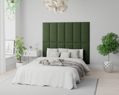 Aspire Easymount Wall Mounted Upholstered Panels, Modular Diy Headboard In Plush Velvet Fabric, Forest Green (Pack Of 8) - image 1