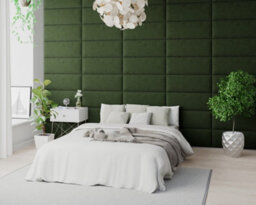 Aspire Easymount Wall Mounted Upholstered Panels, Modular Diy Headboard In Plush Velvet Fabric, Forest Green (Pack Of 8) - thumbnail 3