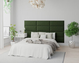 Aspire Easymount Wall Mounted Upholstered Panels, Modular Diy Headboard In Plush Velvet Fabric, Forest Green (Pack Of 8) - thumbnail 4