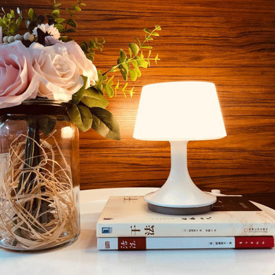 White Table Lamp With Remote - Usb Rechargeable Portable Cordless Light With 10 Brightness Modes - H17.5 X 13.5Cm Diameter - image 1