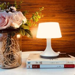 White Table Lamp With Remote - Usb Rechargeable Portable Cordless Light With 10 Brightness Modes - H17.5 X 13.5Cm Diameter - thumbnail 1