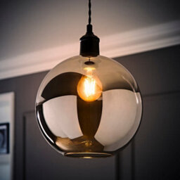 Valuelights Bellamy Easy Fit Smoked Glass Globe Lampshade Ceiling Light Shade (D)25Cm - thumbnail 2