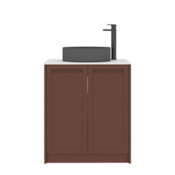 Royal Bathrooms Royal Bathroom Elmore 700mm Terracotta Clay Freestanding Bathroom Vanity Unit 2 Door Plain White Worktop With Art Round Basin - thumbnail 7