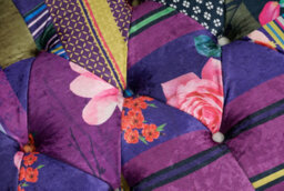 Multicoloured Fabric Patchwork 1 Seater Scroll Arm Chesterfield Sofa - thumbnail 7