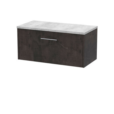 Balterley Winshill Contemporary 1 Drawer Wall Hung Vanity Unit With Laminate Worktop, Woodgrain Dark Grey, 800mm - image 1