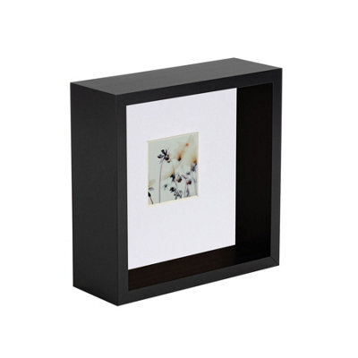 "Nicola Spring 6 X 6"" Deep Photo Frame - Black/white Mount - 3D Deep Box Picture Frame Display Case (2 X 2"" Mount)" - image 1