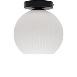 First Choice Lighting Set Of 2 Betchley - White Ribbed Glass Black Ceiling Light Fittings - thumbnail 2