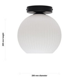 First Choice Lighting Set Of 2 Betchley - White Ribbed Glass Black Ceiling Light Fittings - thumbnail 6