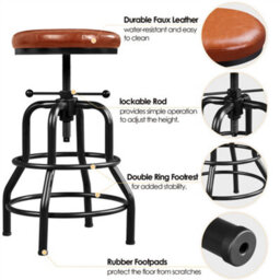 Yaheetech Rustic Swivel Bar Stool For Kitchen Bar Light Brown - thumbnail 6