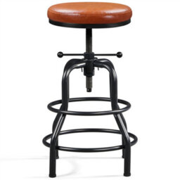 Yaheetech Rustic Swivel Bar Stool For Kitchen Bar Light Brown - thumbnail 1