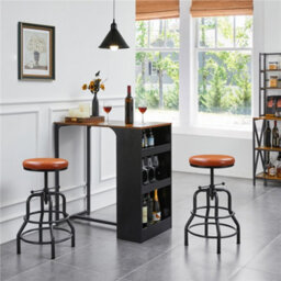 Yaheetech Rustic Swivel Bar Stool For Kitchen Bar Light Brown - thumbnail 2