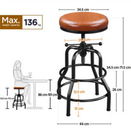 Yaheetech Rustic Swivel Bar Stool For Kitchen Bar Light Brown - thumbnail 3