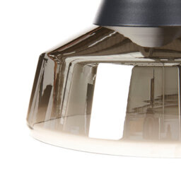 Wyld And Coco Black And Gold Smoked Glass Pendant Lamp For Modern Living Room Or Bedroom, W23 X D23 X H172Cm - thumbnail 6
